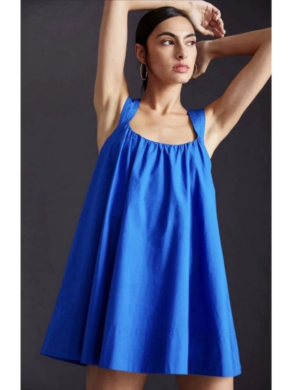 NWT Maeve by Anthropologie Cobalt Blue Pullover Crossback Mini Dress Small - Picture 6 of 9